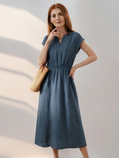 Lina — Robe en lin mélangé fluide et élégante