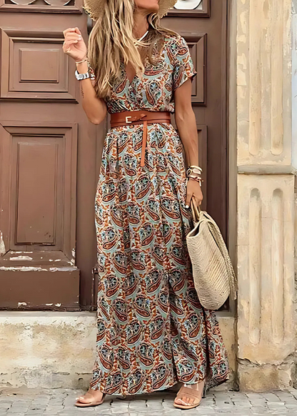 La Scintilla | ROBE LONGUE BOHÈME AVEC TAILLE FRONCÉE