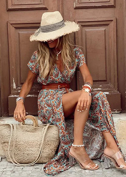 La Scintilla | ROBE LONGUE BOHÈME AVEC TAILLE FRONCÉE