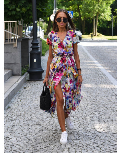 Talia™ | Robe élégante à fleurs avec décolleté en V