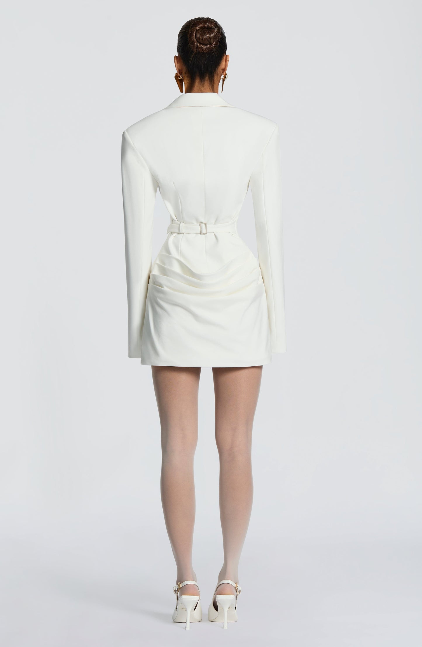 Susie Mini Dress – Ivory Blazer Mini Dress in Structured Suiting