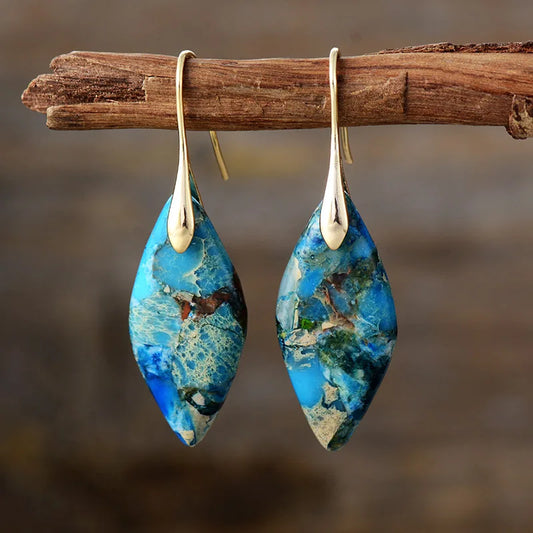 Boucles d'oreilles en goutte avec pierre naturelle