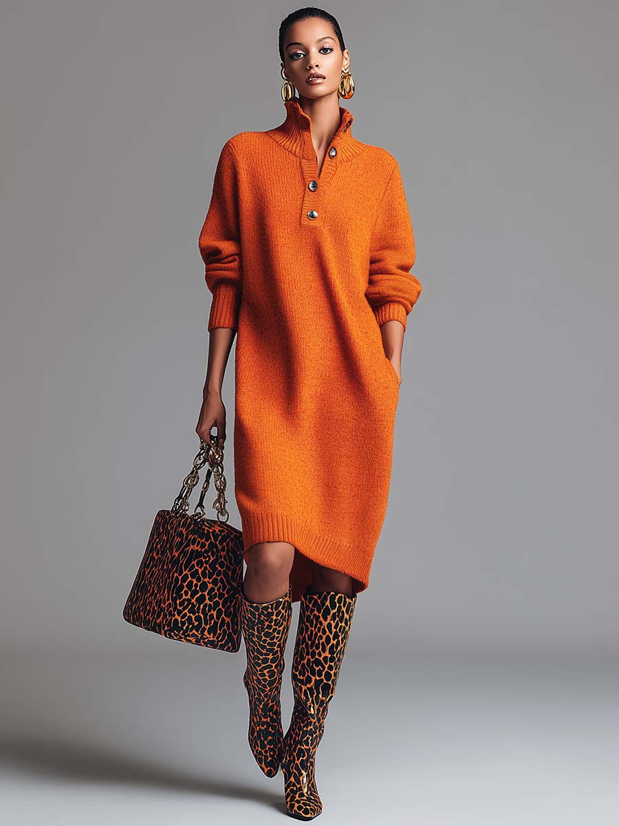 La Scintilla | ROBE PULL AVEC COL BOUTONNÉ