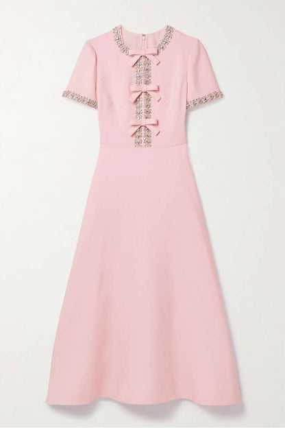 Aria™ | Robe Midi avec Détail de Nœud Décoré de Cristaux